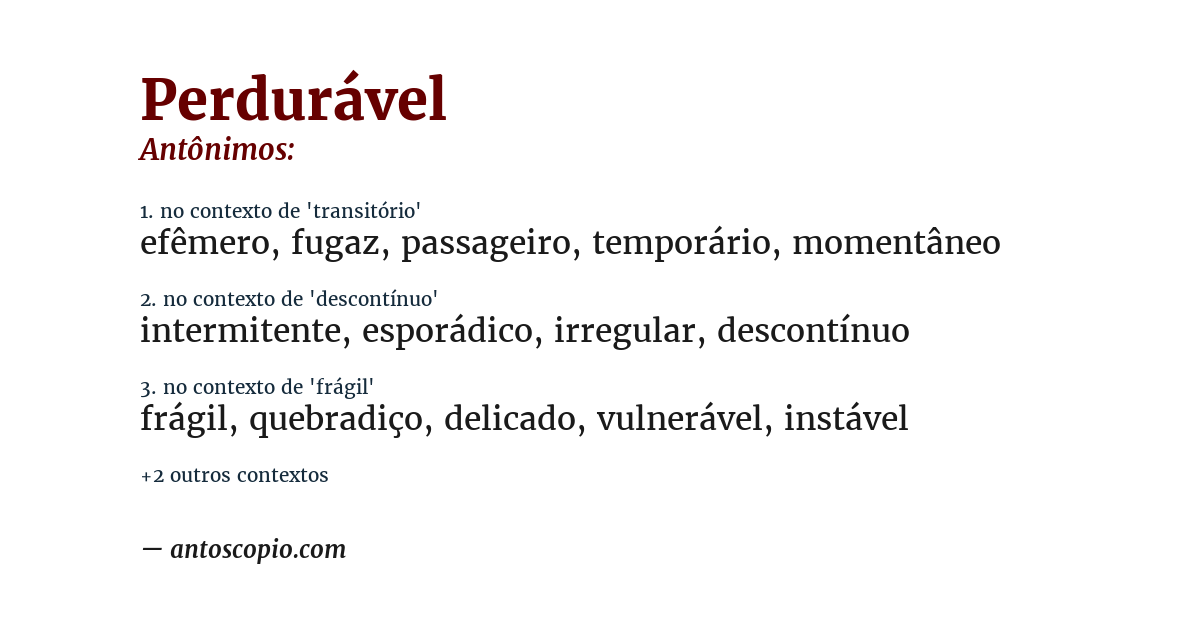 Antônimo de perdurável