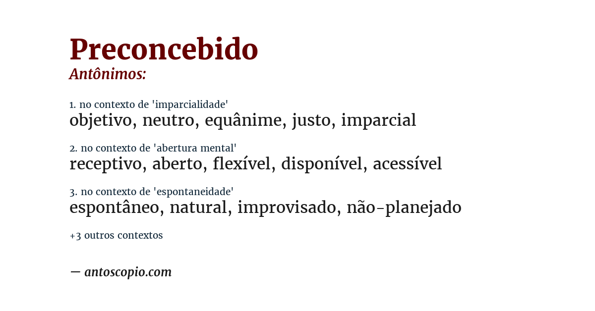 Antônimo de preconcebido