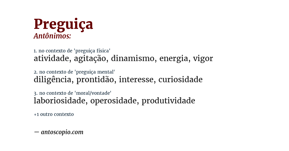 Antônimo de preguiça