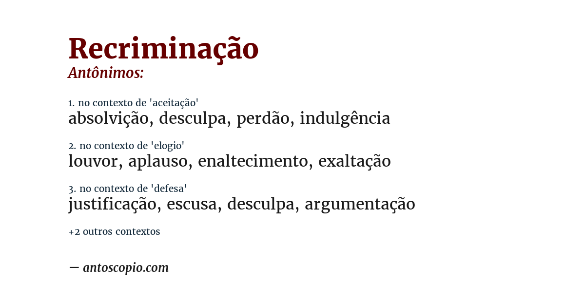 Antônimo de recriminação