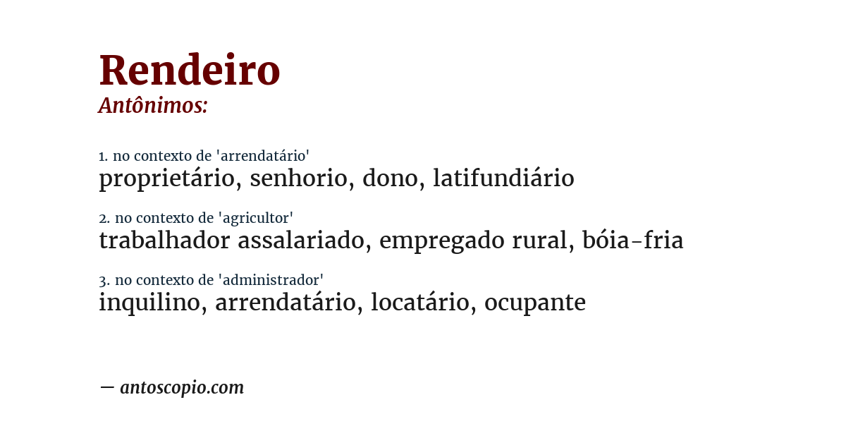 Antônimo de rendeiro