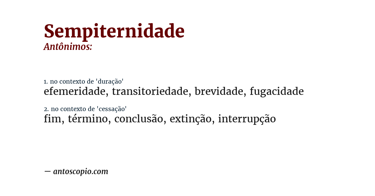 Antônimo de sempiternidade
