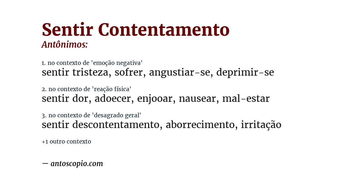 Antônimo de sentir contentamento
