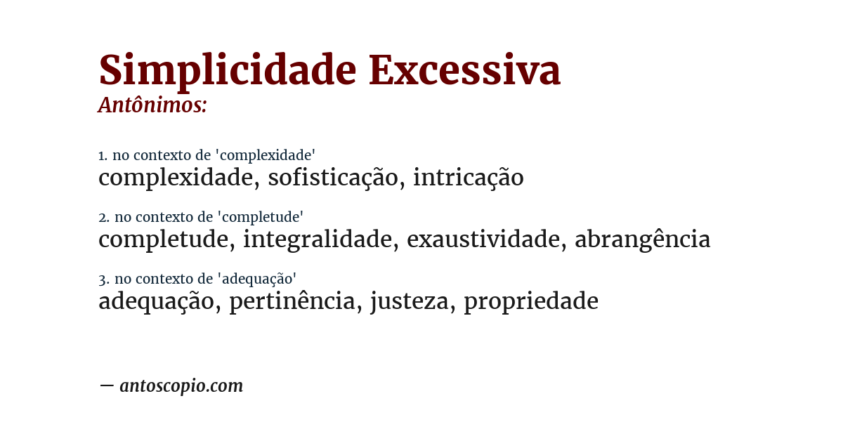 Antônimo de simplicidade excessiva
