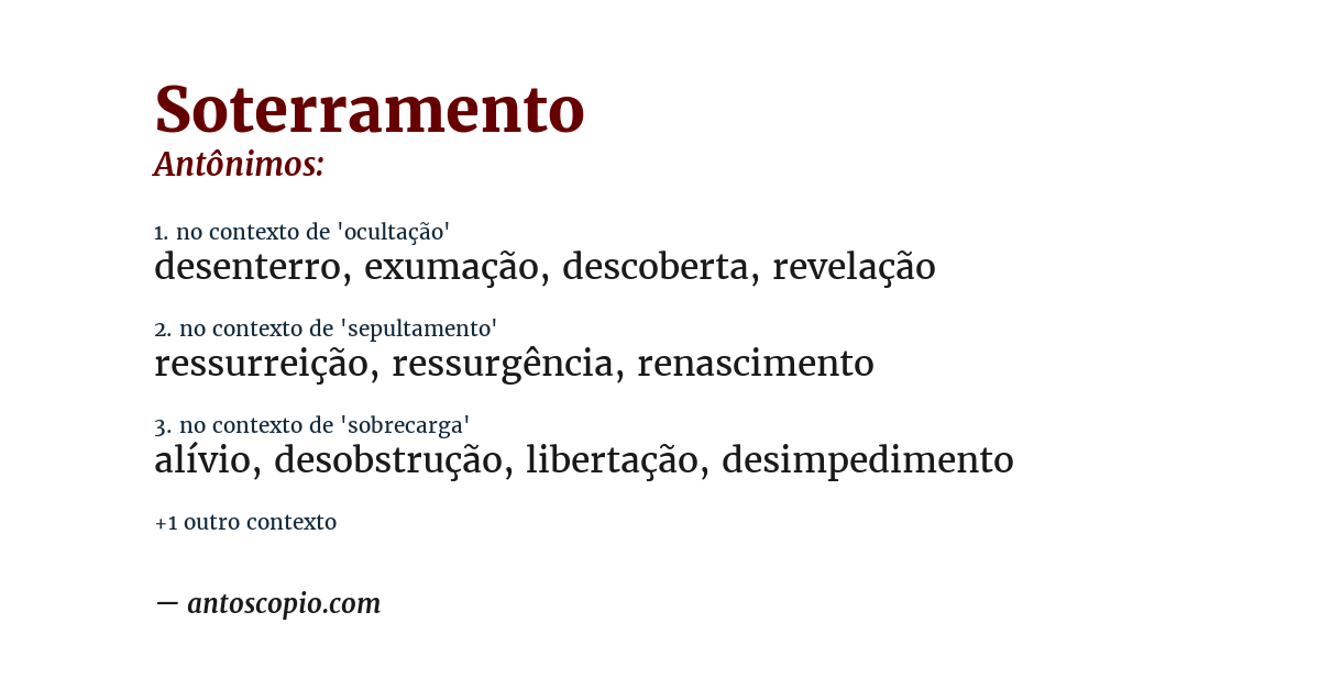 Antônimo de soterramento