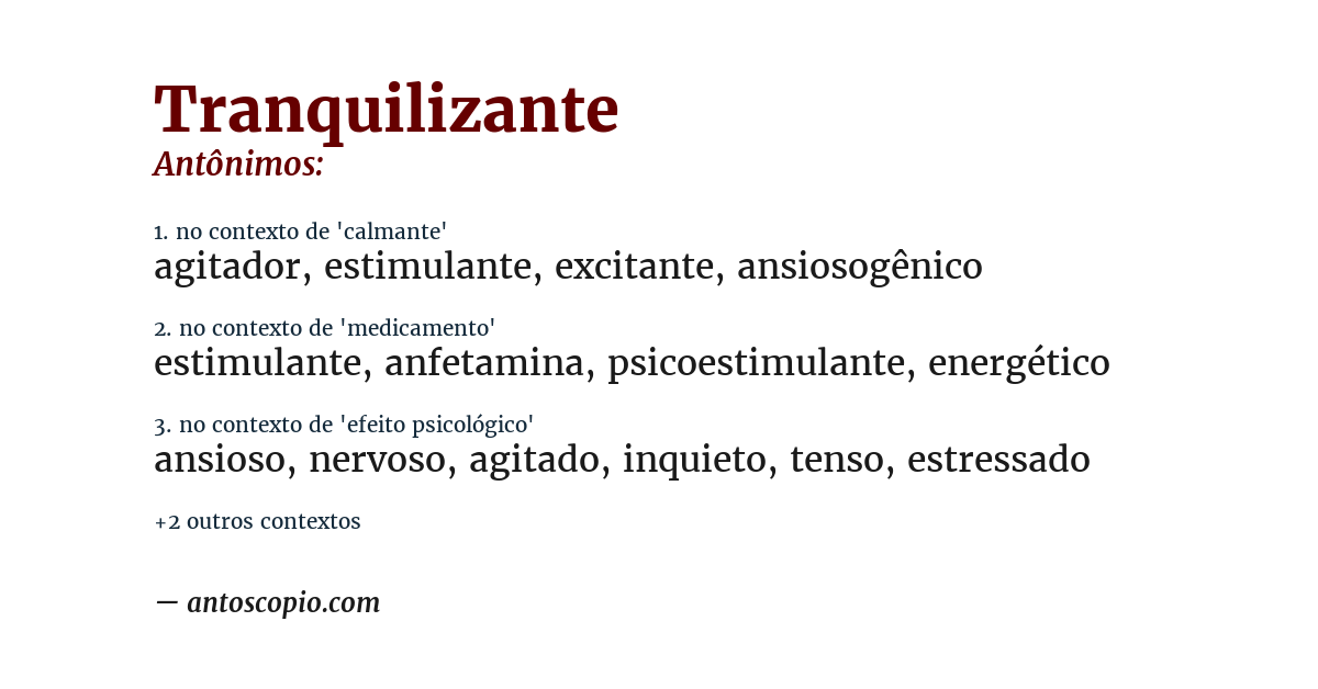 Antônimo de tranquilizante