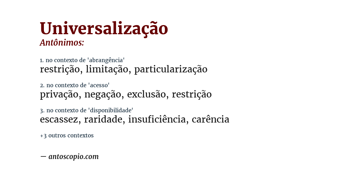 Antônimo de universalização
