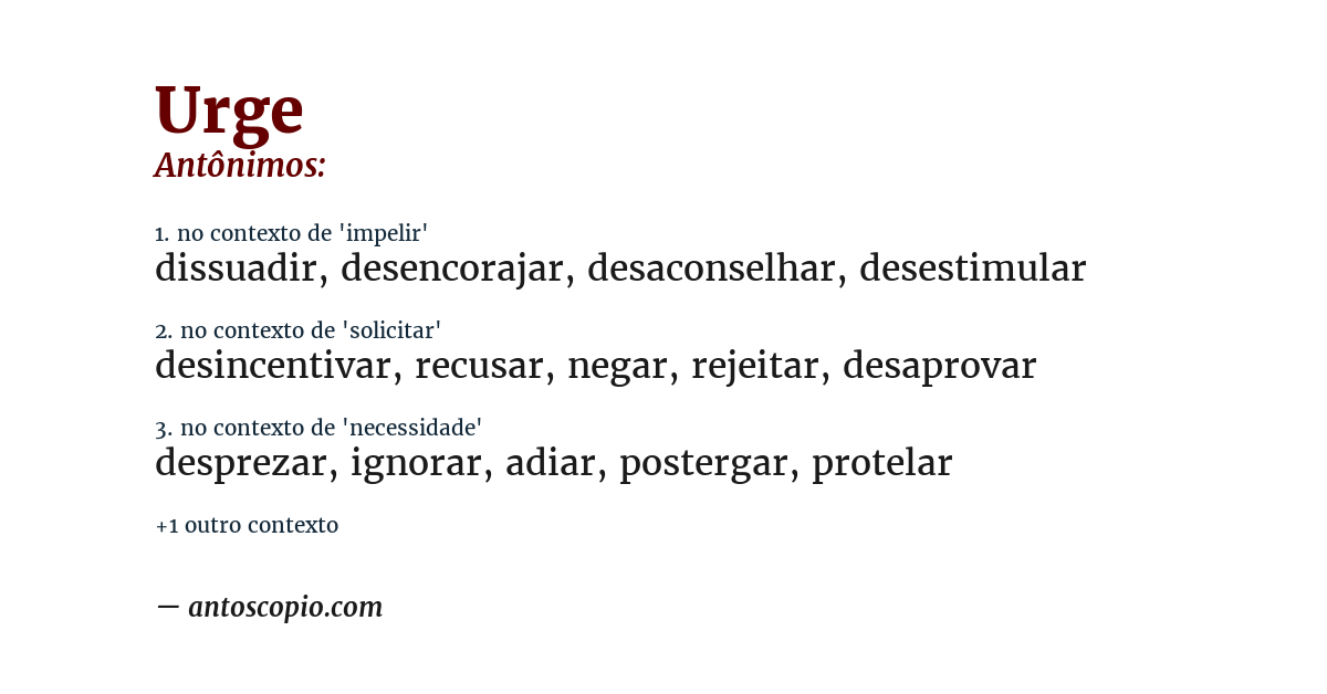 Antônimo de urge