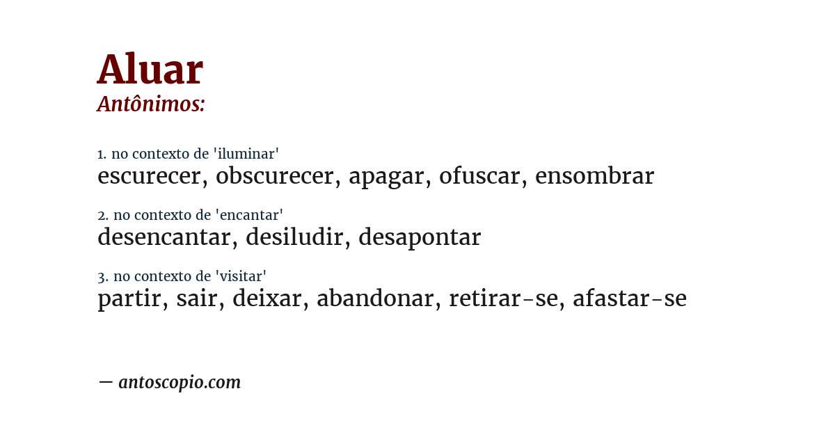 Antônimo de aluar