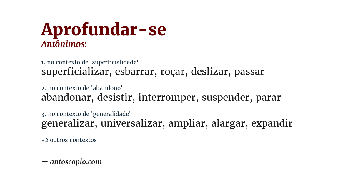 Antônimo de aprofundar-se