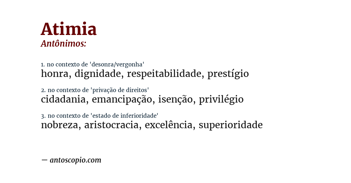 Antônimo de atimia