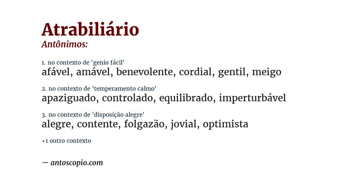 Antônimo de atrabiliário