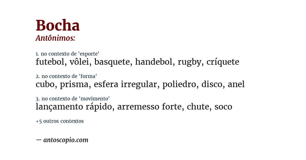 Antônimo de bocha