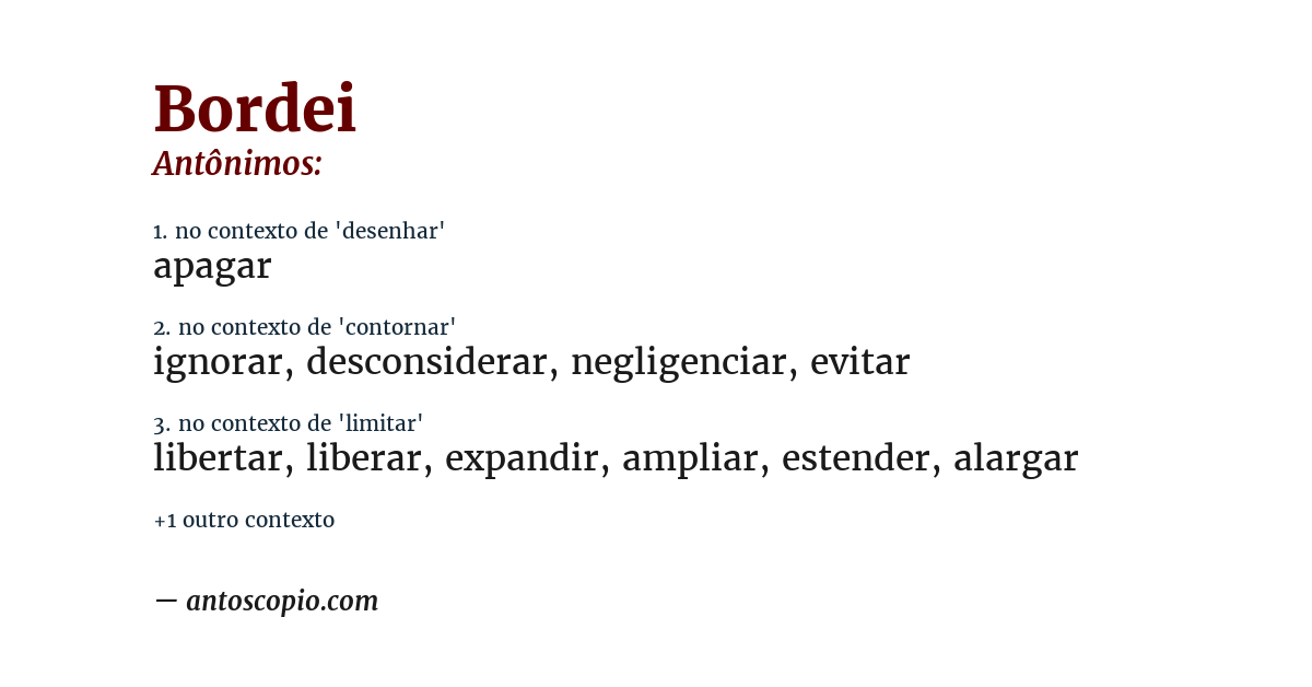 Antônimo de bordei