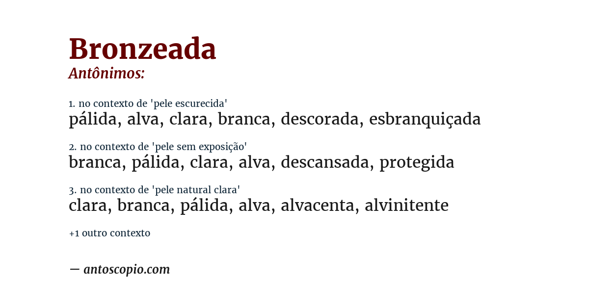 Antônimo de bronzeada