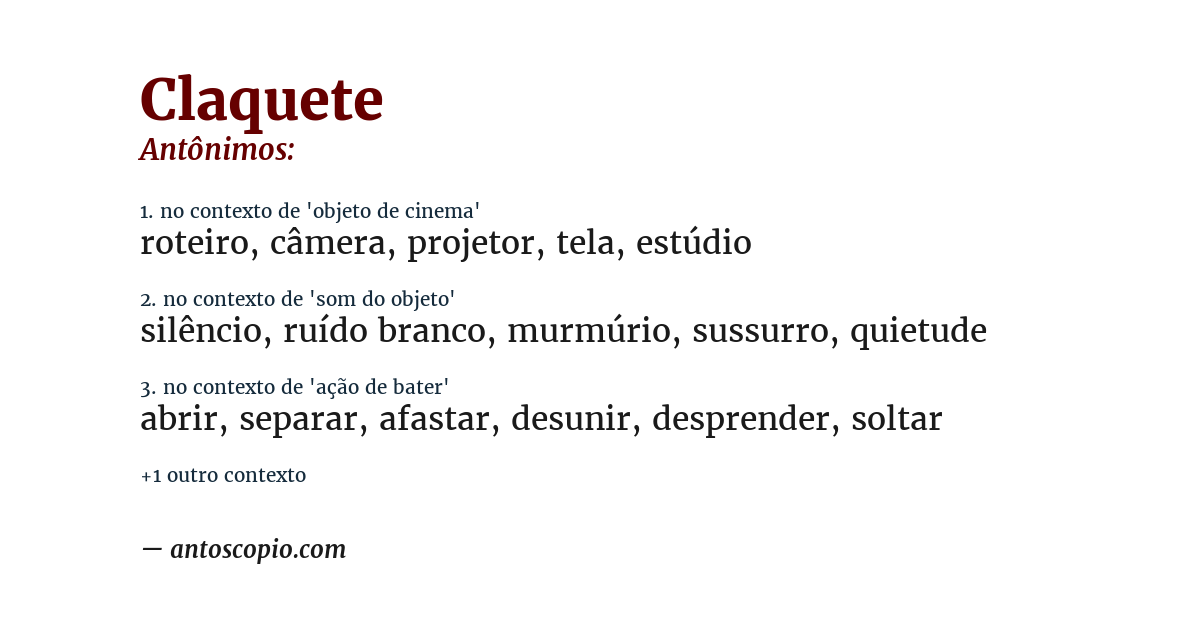 Antônimo de claquete