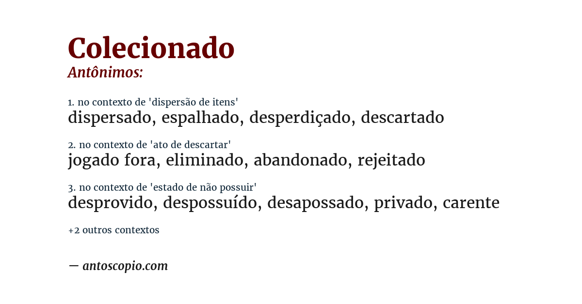 Antônimo de colecionado