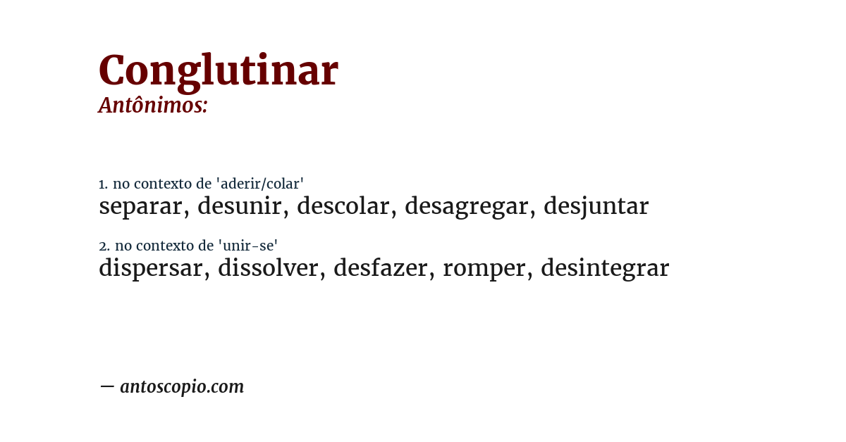 Antônimo de conglutinar