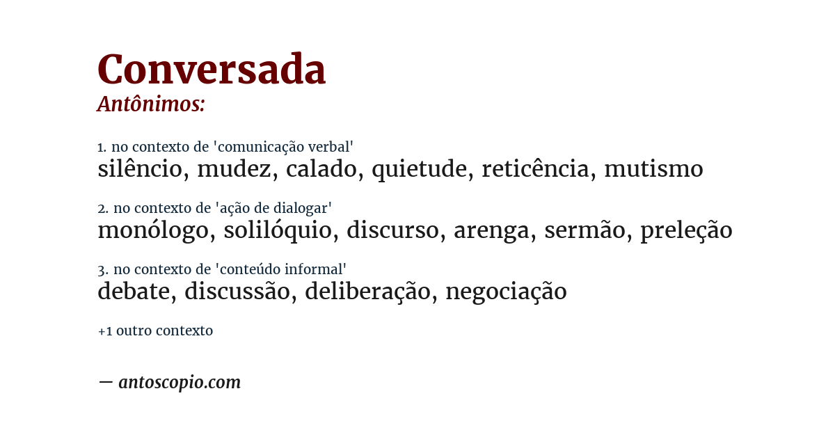 Antônimo de conversada