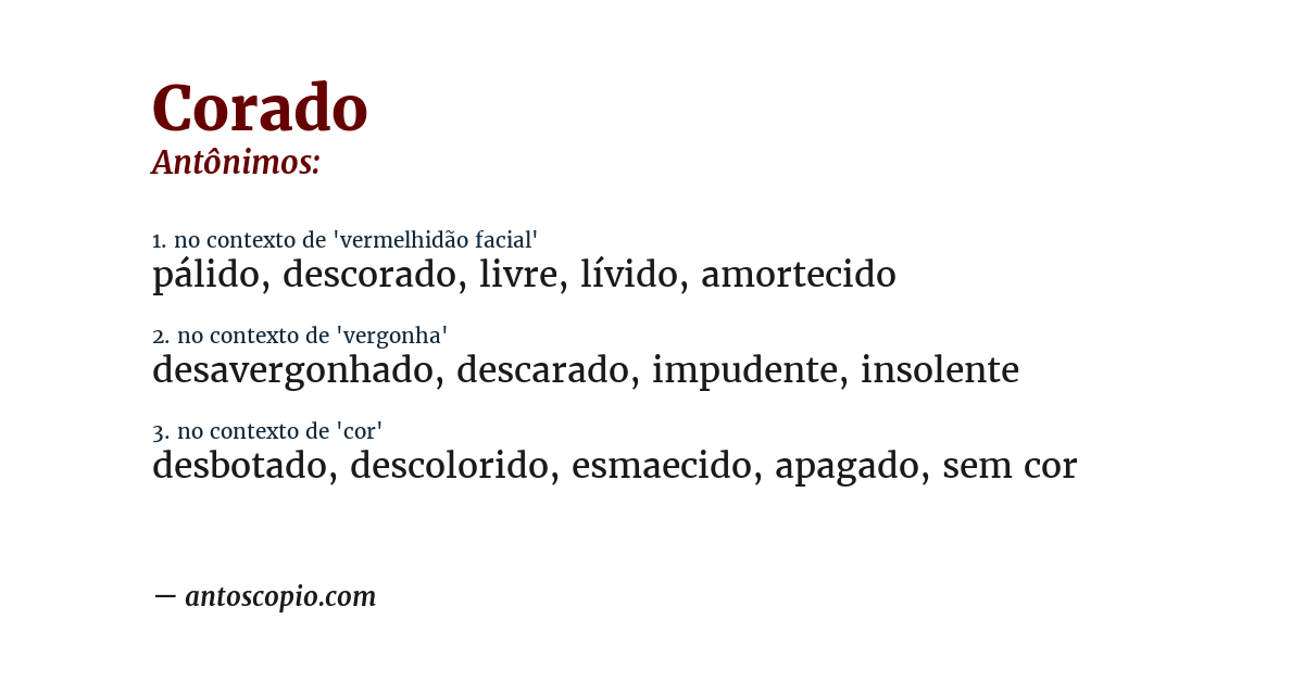 Antônimo de corado