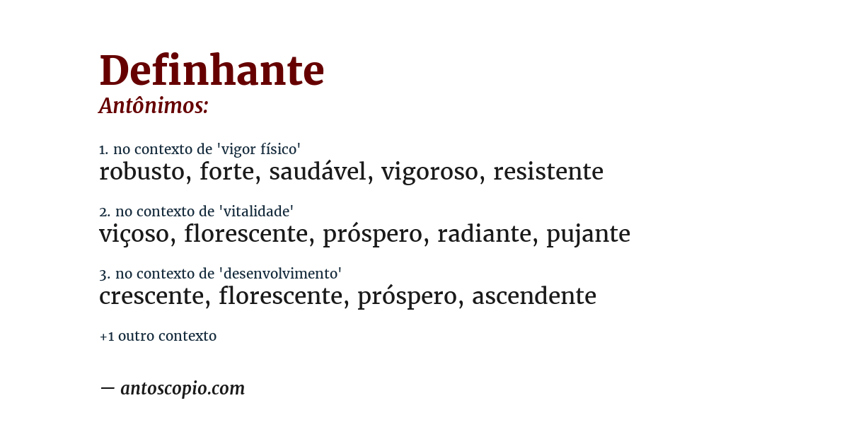 Antônimo de definhante