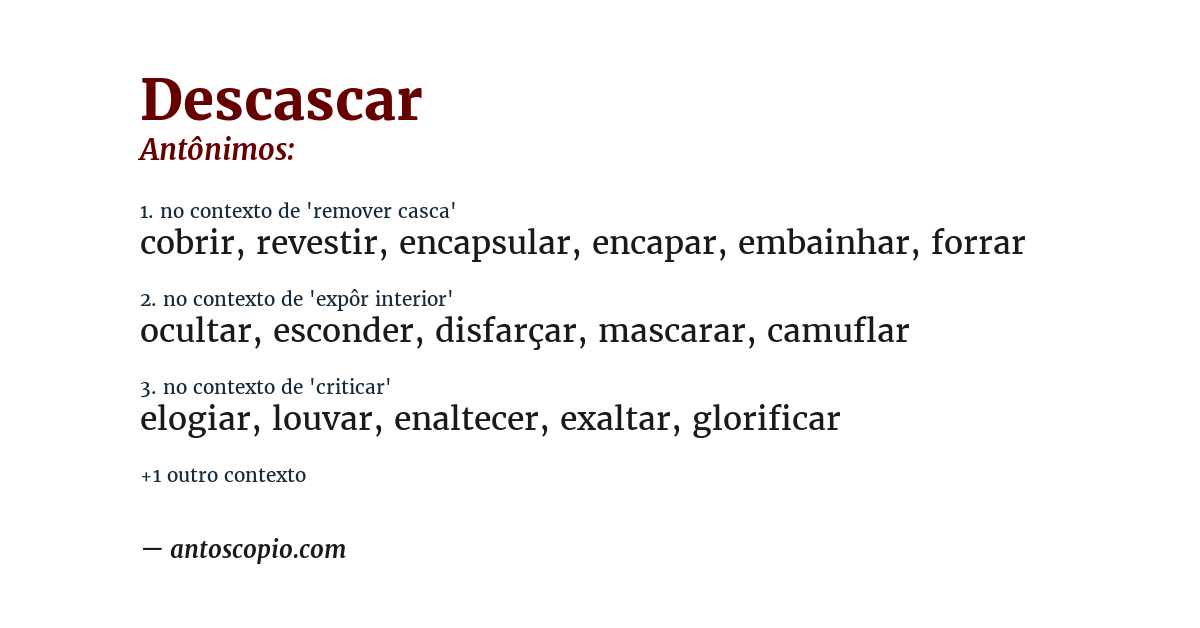 Antônimo de descascar