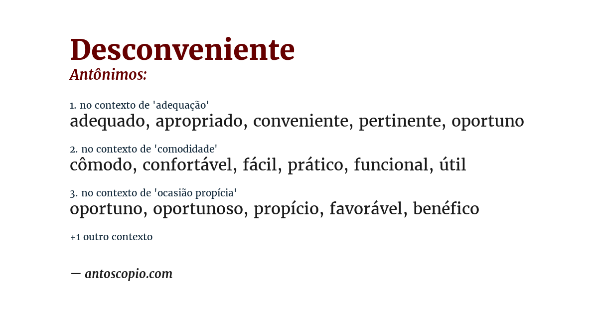 Antônimo de desconveniente