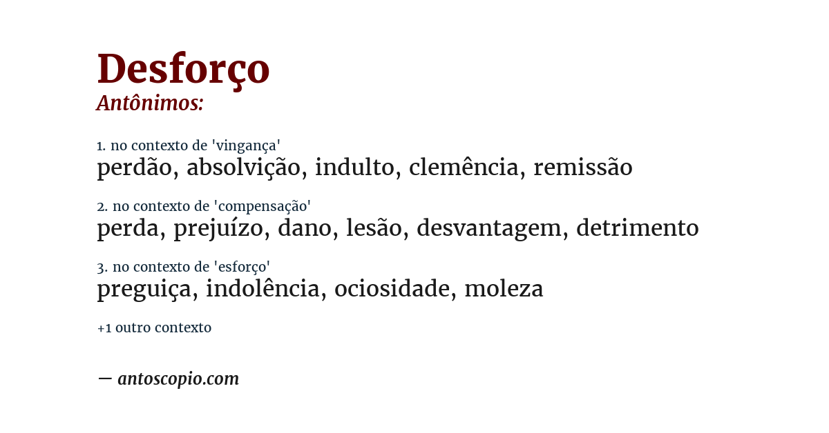 Antônimo de desforço