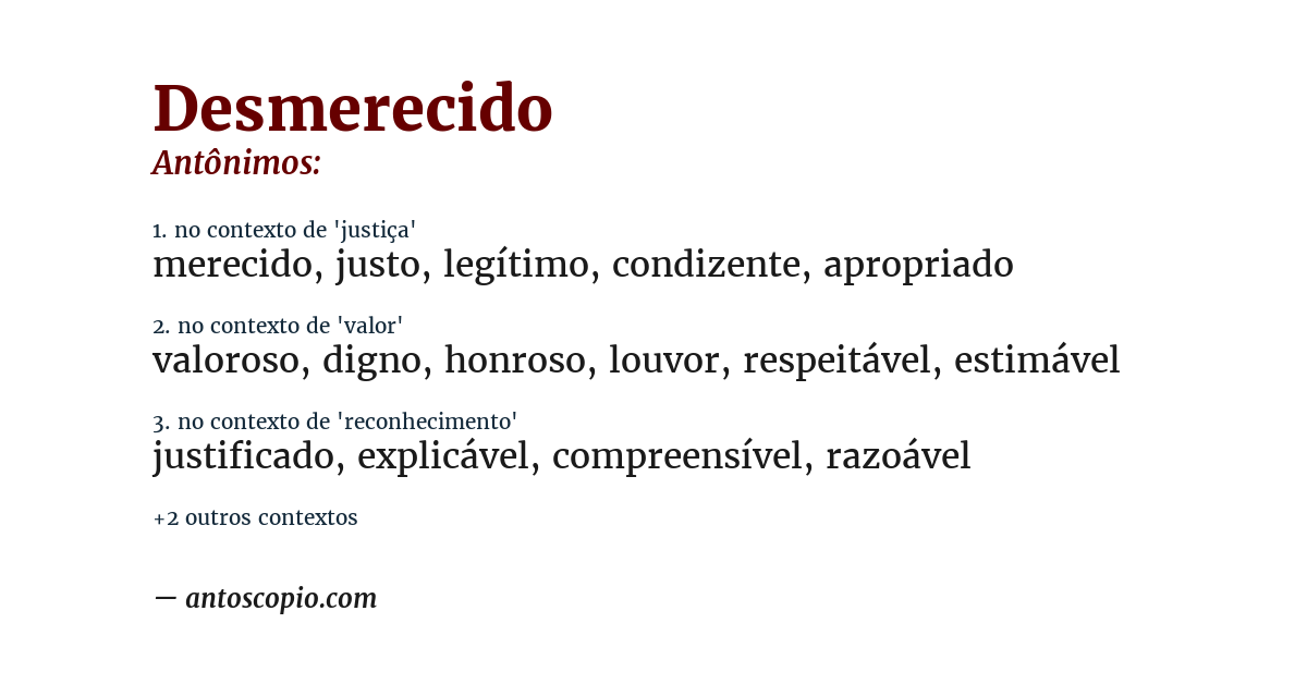 Antônimo de desmerecido