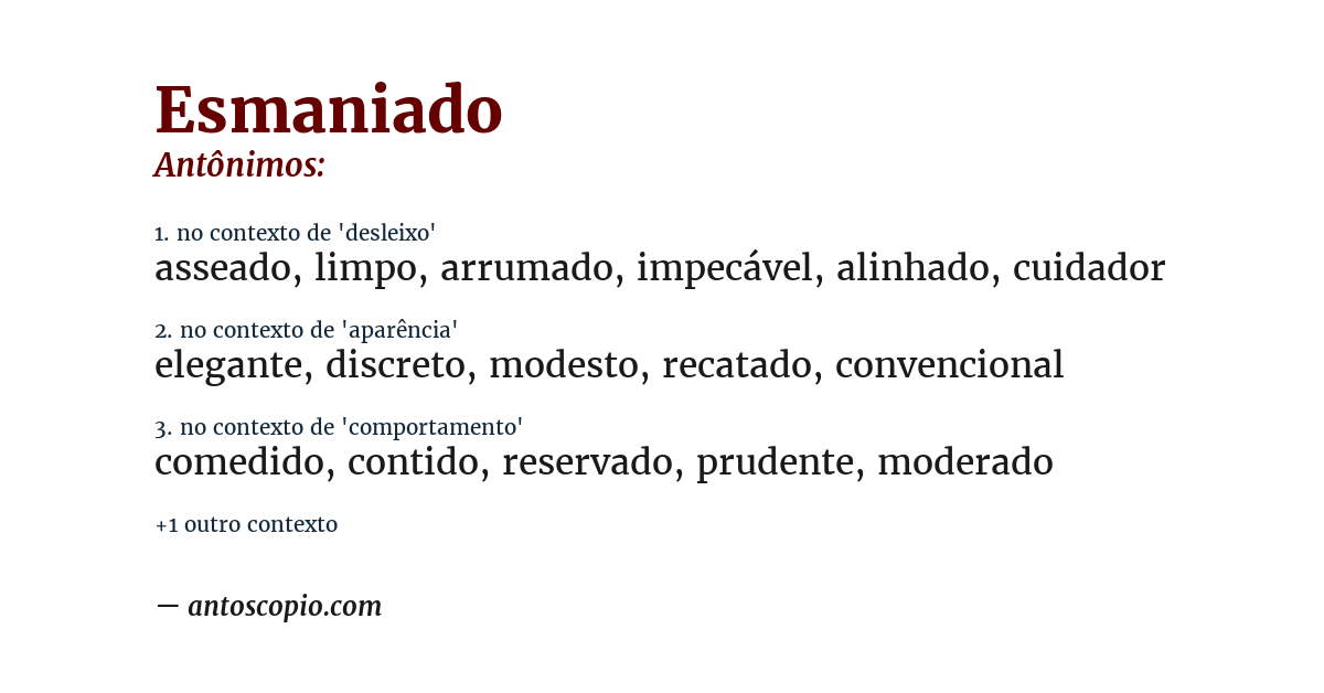 Antônimo de esmaniado