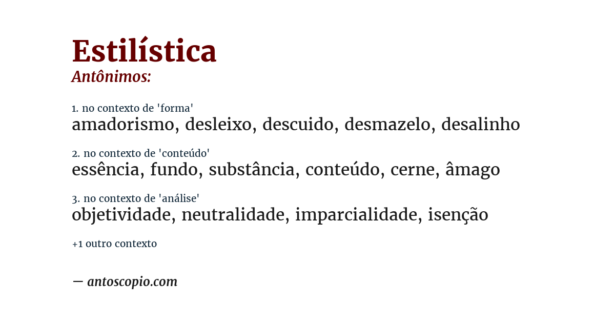 Antônimo de estilística