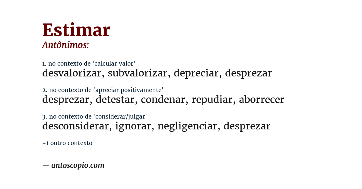 Antônimo de estimar