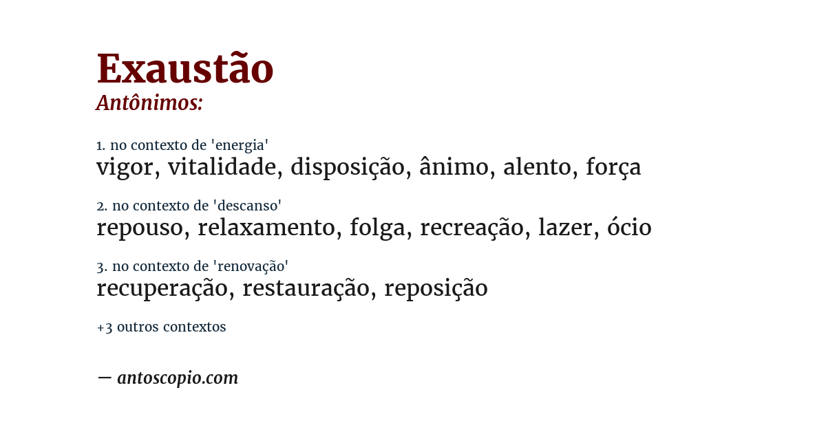 Antônimo de exaustão