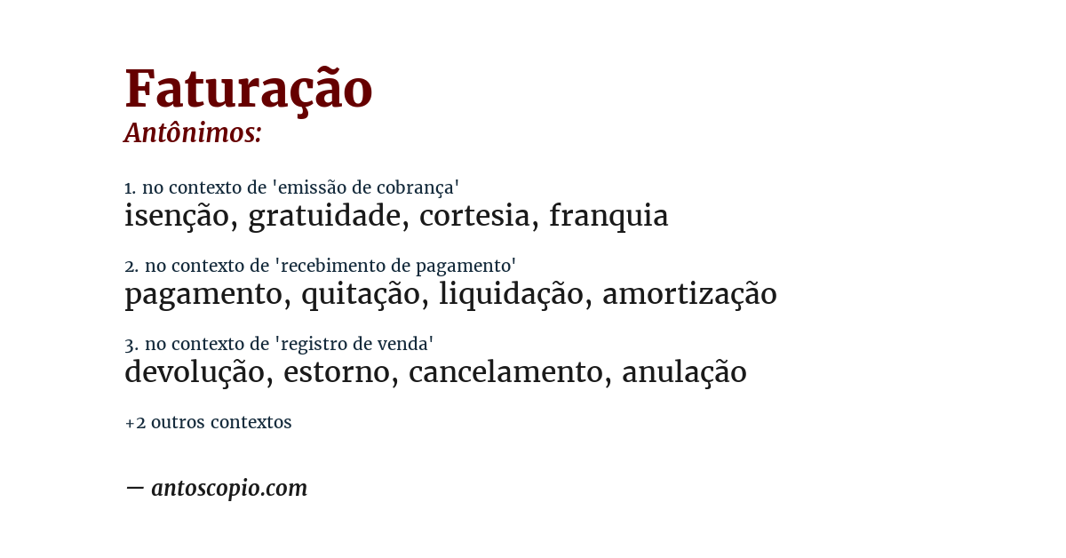 Antônimo de faturação