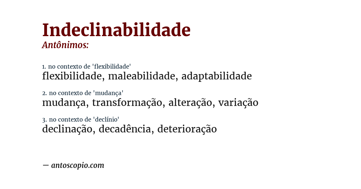 Antônimo de indeclinabilidade