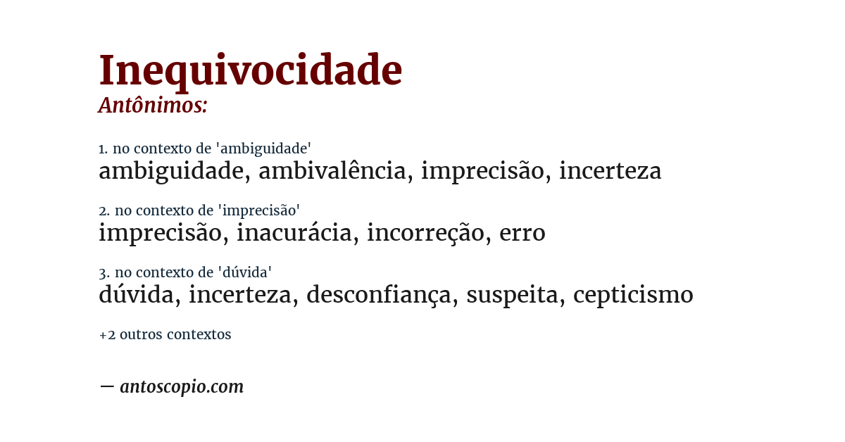 Antônimo de inequivocidade