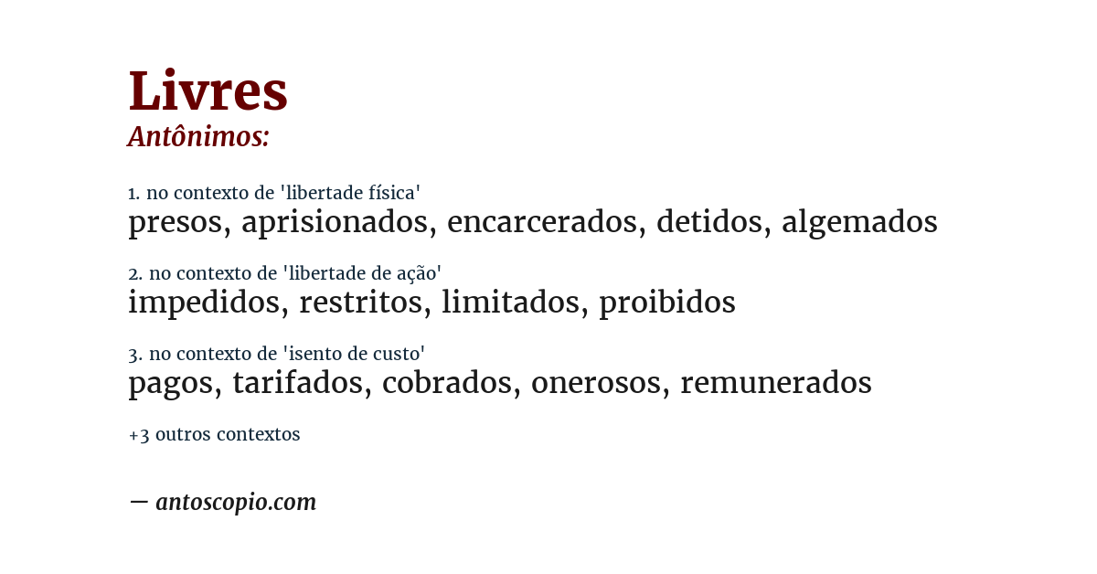 Antônimo de livres