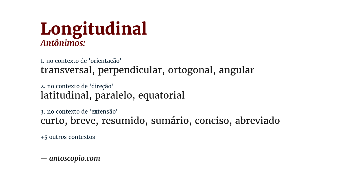 Antônimo de longitudinal
