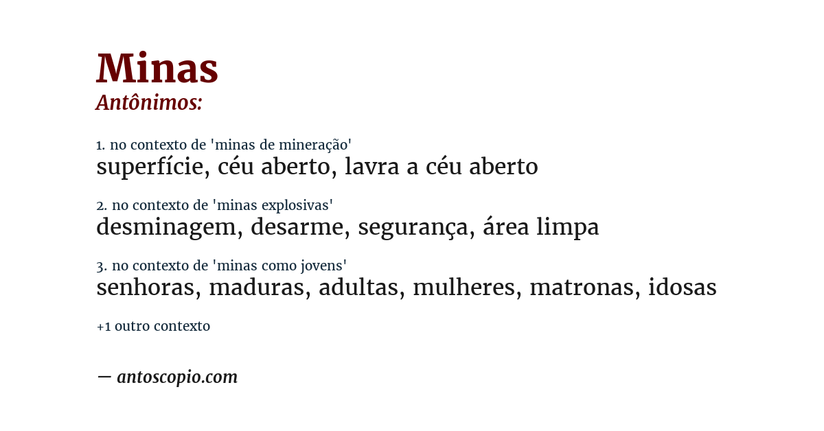 Antônimo de minas
