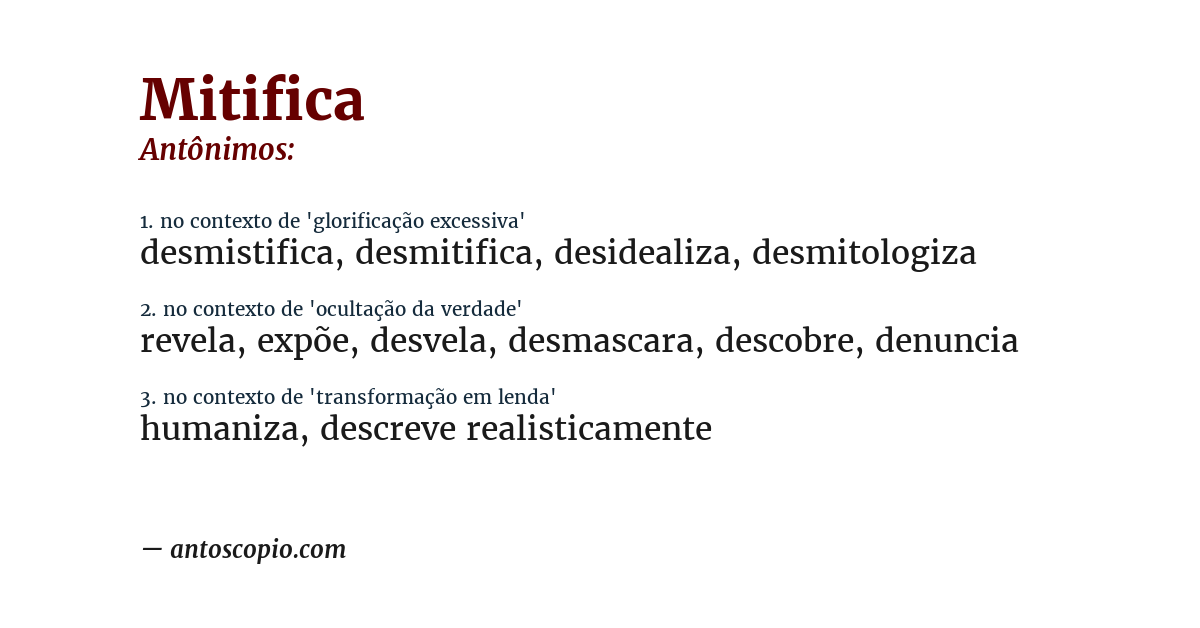 Antônimo de mitifica