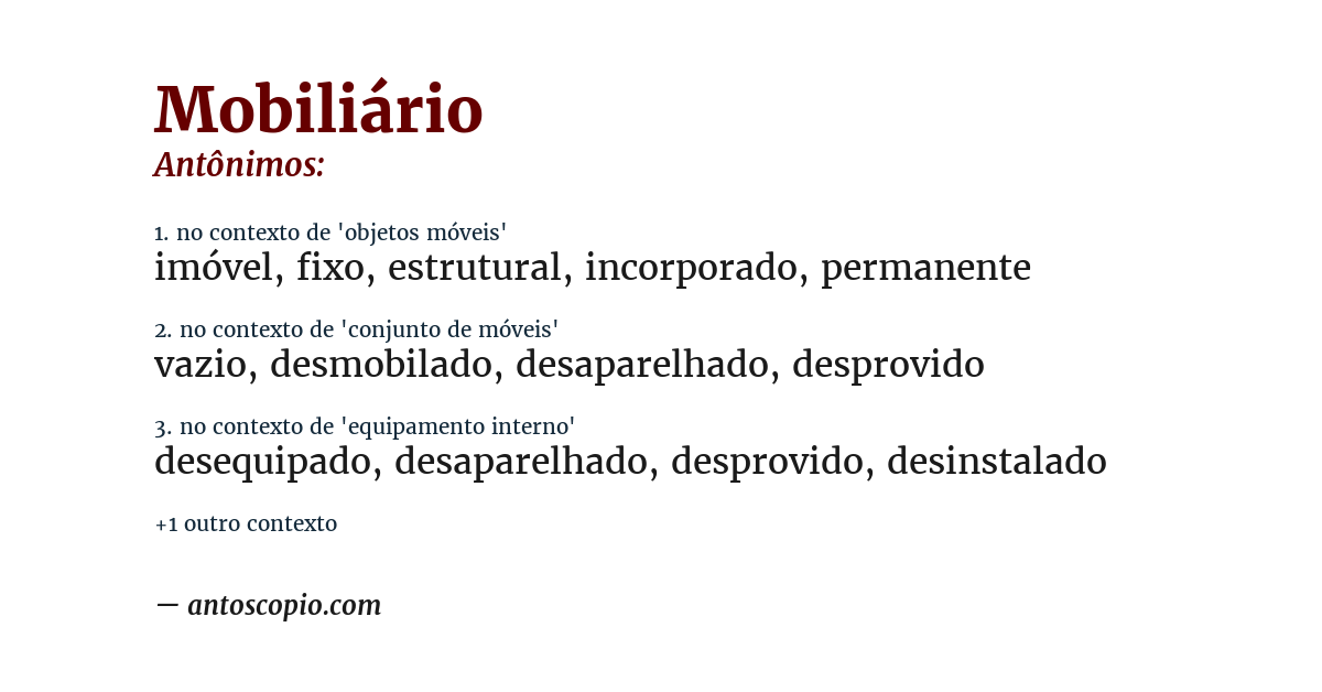 Antônimo de mobiliário