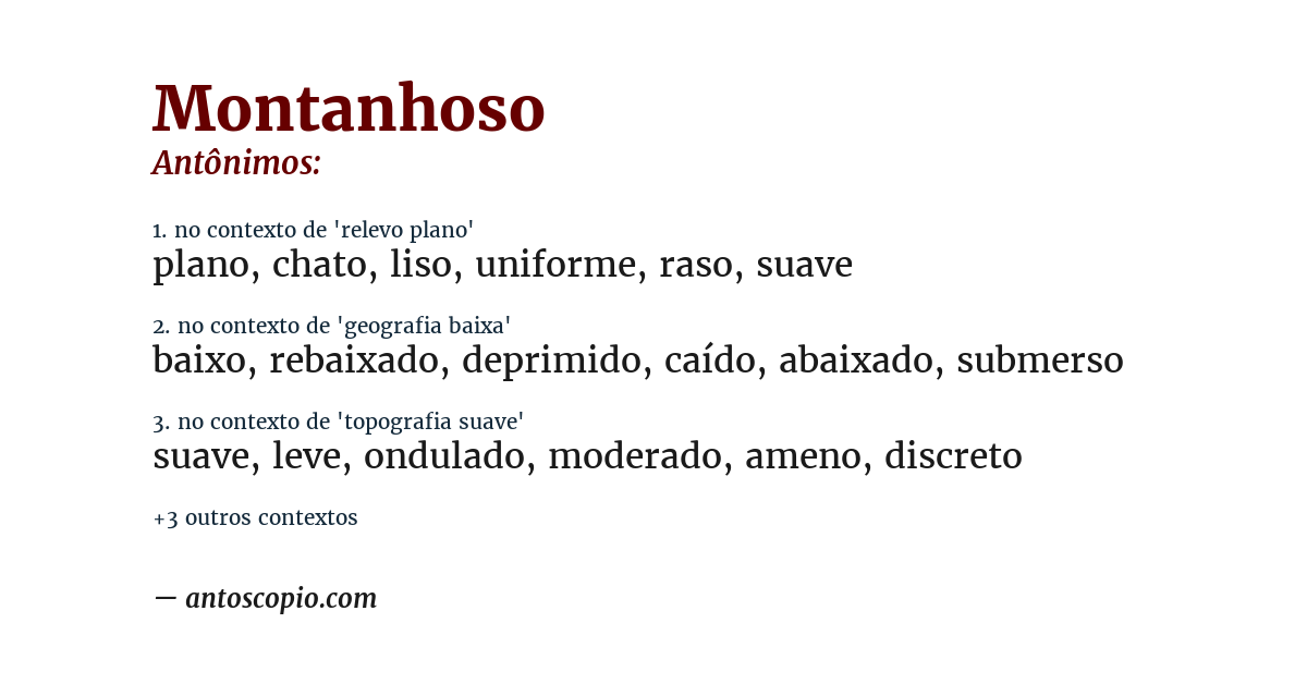 Antônimo de montanhoso