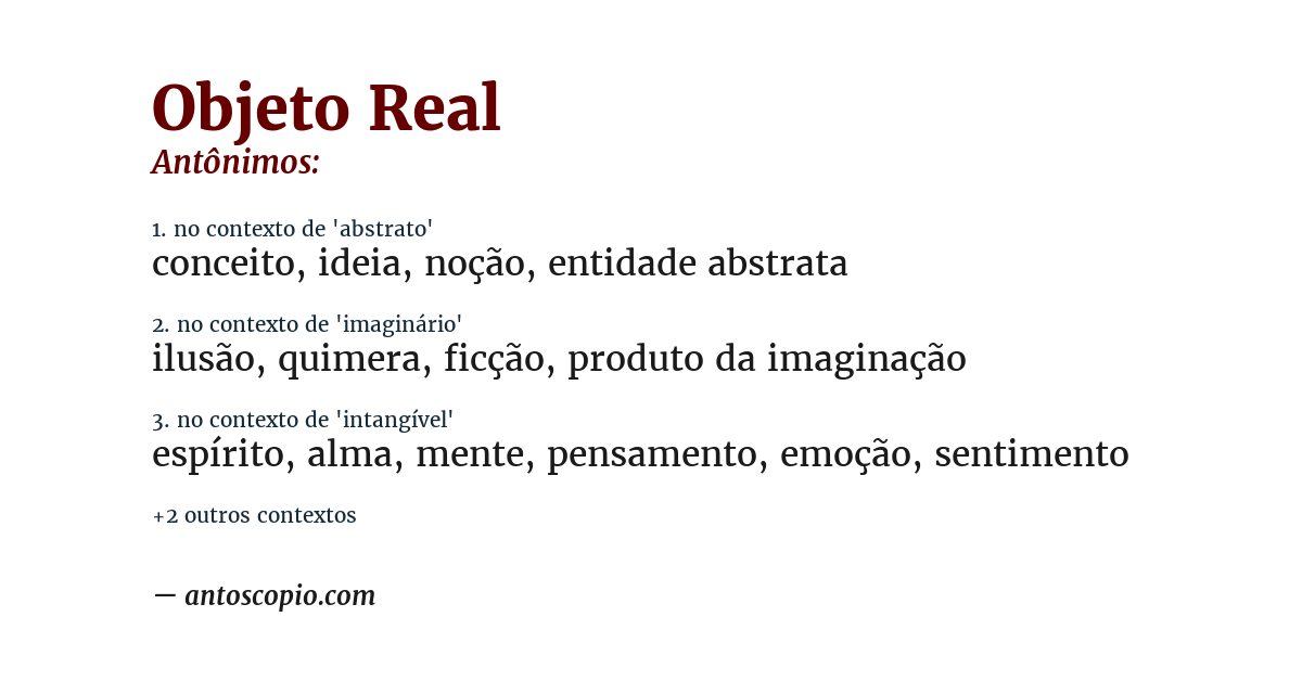 Antônimo de objeto real