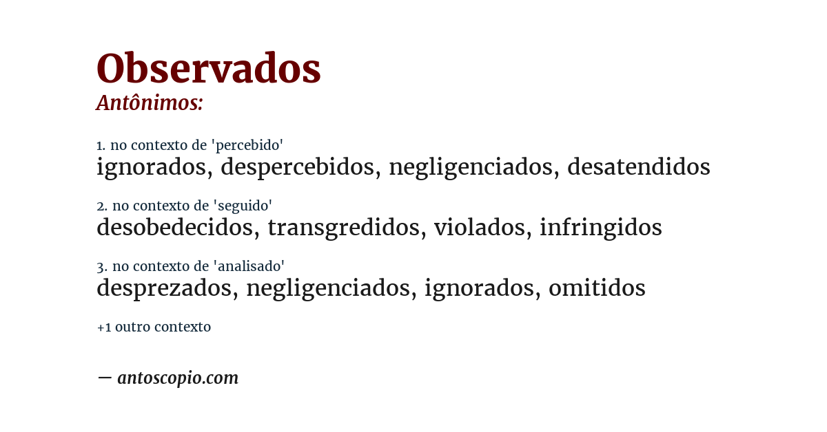 Antônimo de observados