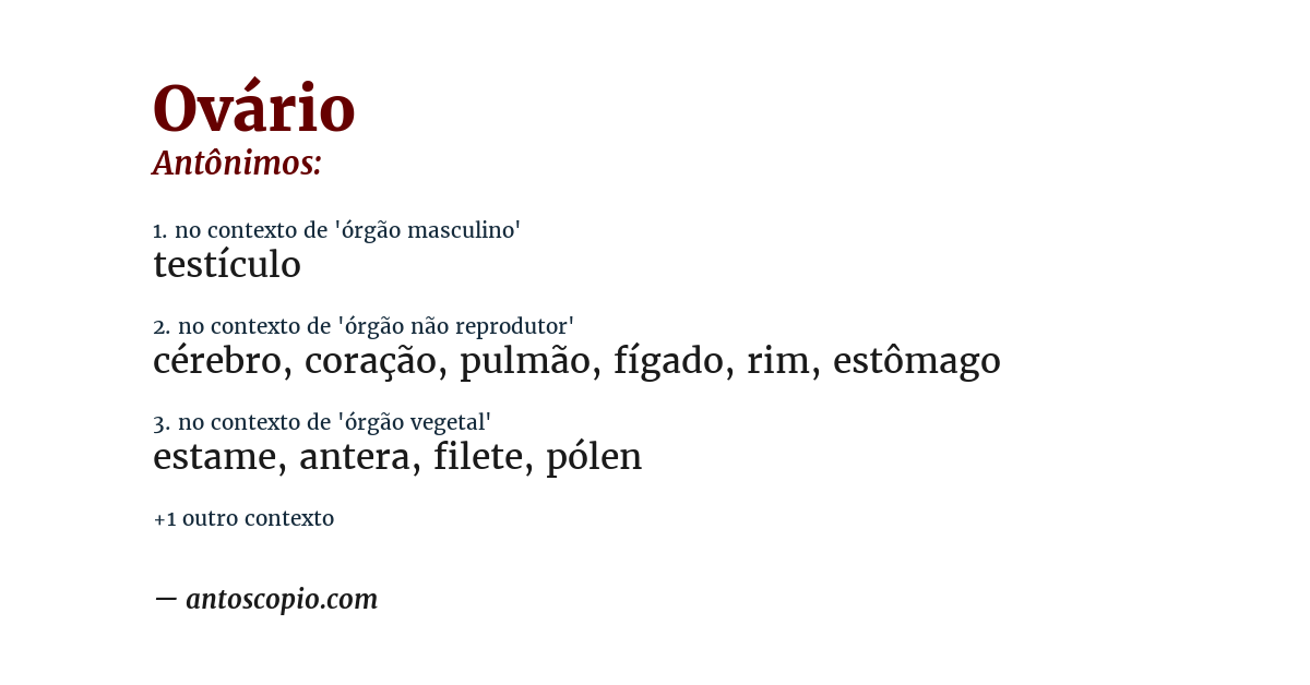 Antônimo de ovário