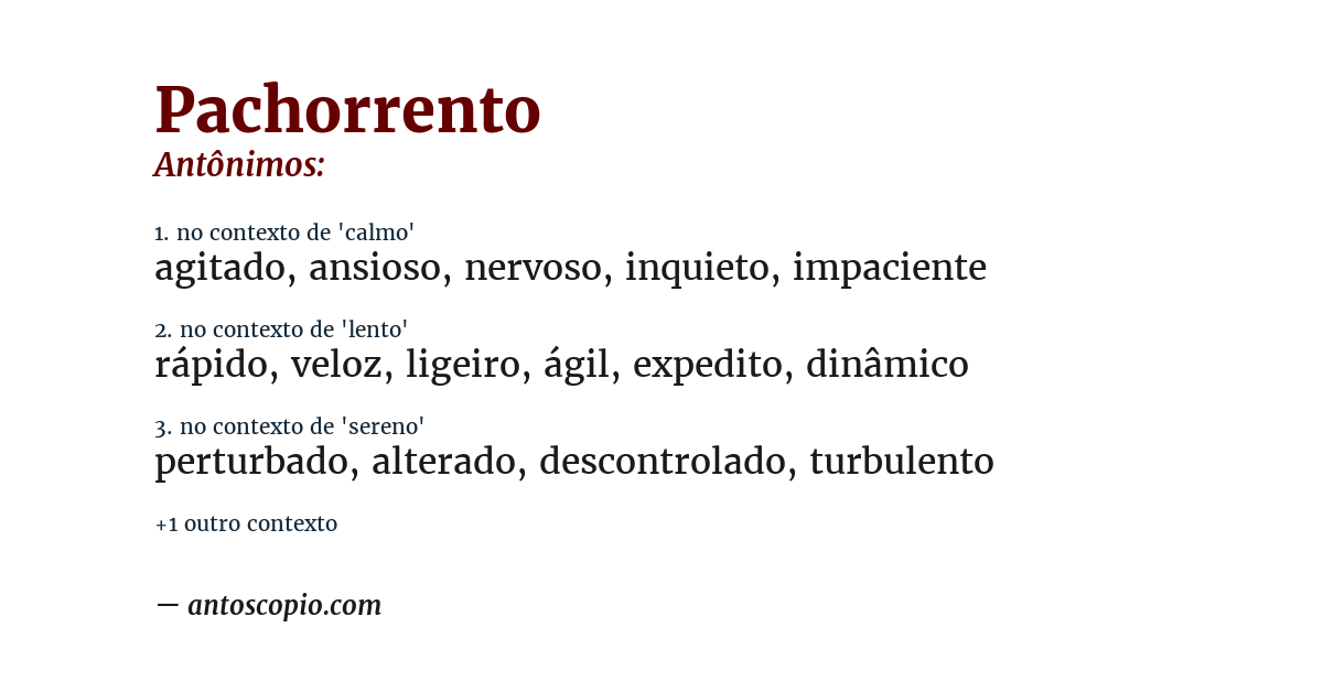 Antônimo de pachorrento