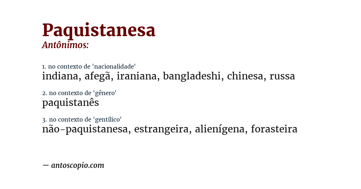 Antônimo de paquistanesa