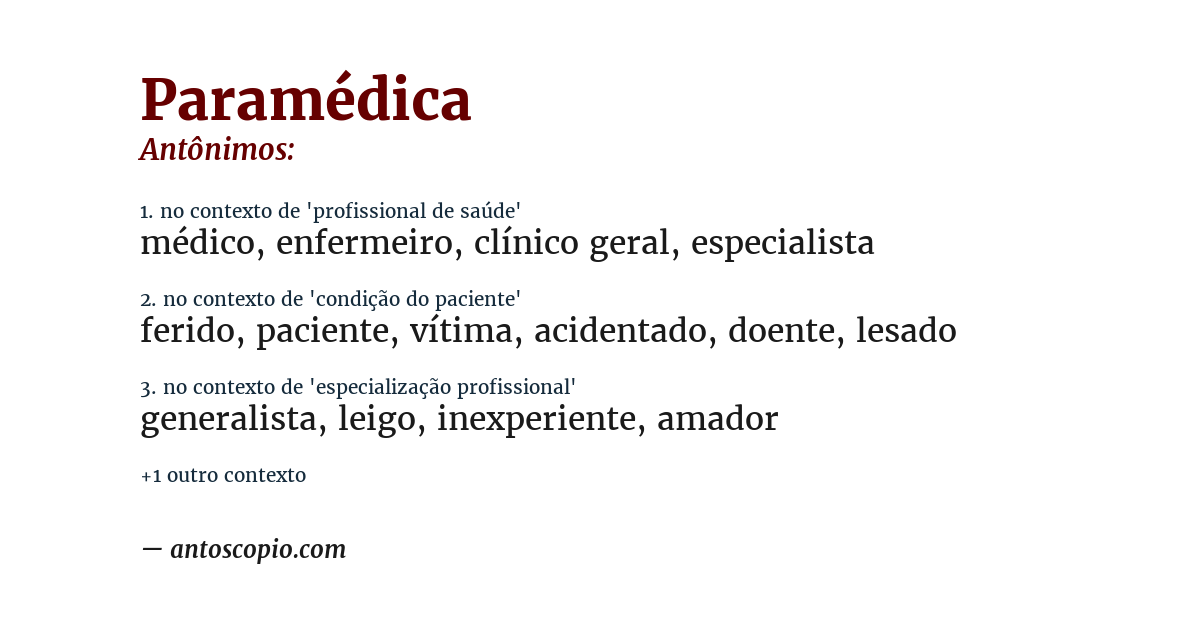 Antônimo de paramédica