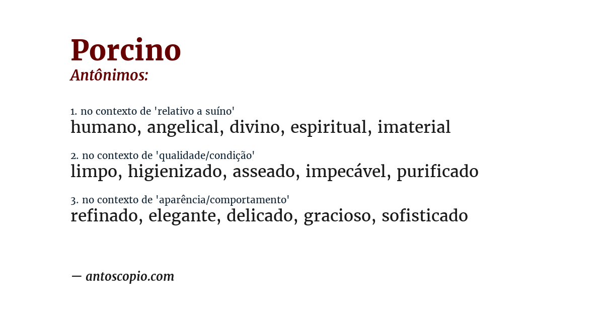 Antônimo de porcino