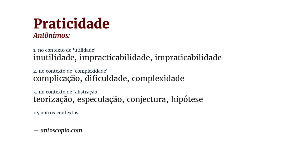 Antônimo de praticidade